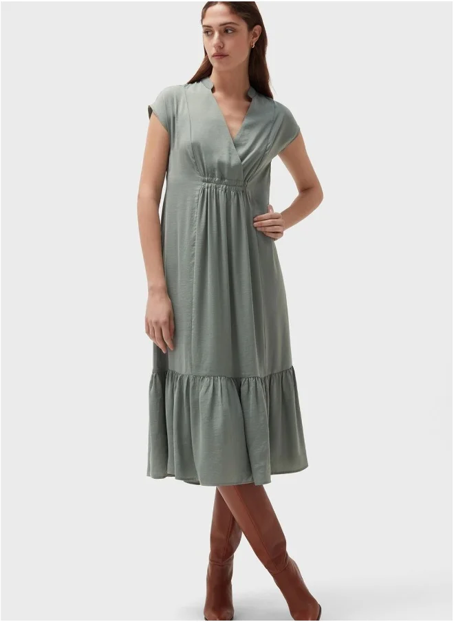 Ovs Surplice Neck Ruffle Hem Dress