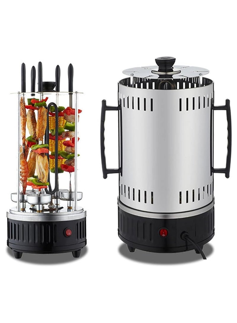 DubaiGallery Stainless steel heating tube 360-degree automatic rotating skewer barbecue machine barbecue oven spiral family gathering 6 long skewers  - Image 1