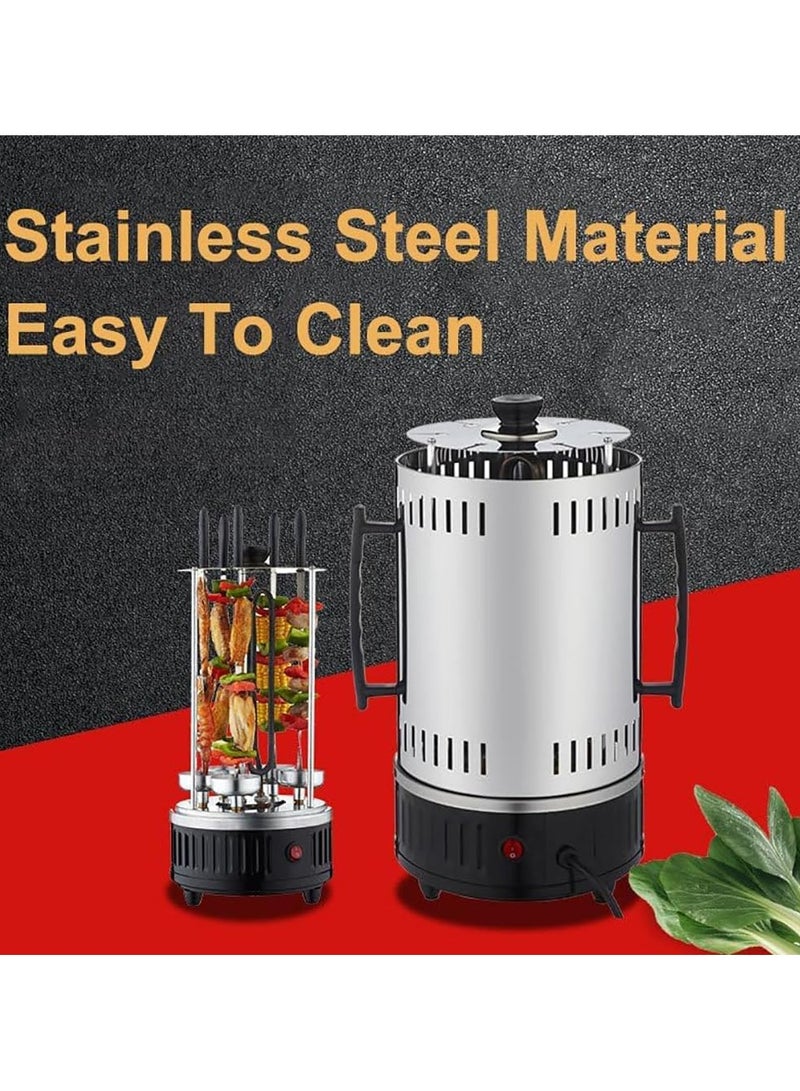 DubaiGallery Stainless steel heating tube 360-degree automatic rotating skewer barbecue machine barbecue oven spiral family gathering 6 long skewers  - Image 3