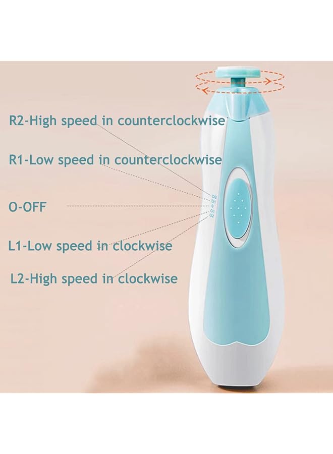 PandaEar Baby Nail Trimmer Newborn Electric Nail File Baby Nail Clippers Kit With Extra 6 Replacement Pads Lime And Ongle Electric Bebe (Blue) - Image 2