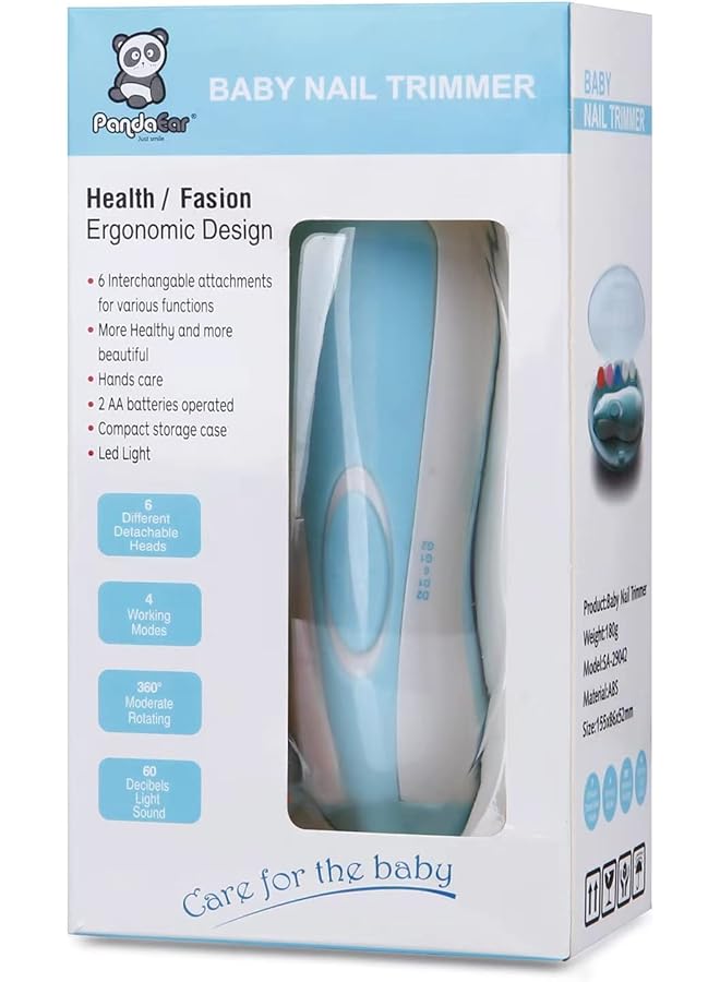 PandaEar Baby Nail Trimmer Newborn Electric Nail File Baby Nail Clippers Kit With Extra 6 Replacement Pads Lime And Ongle Electric Bebe (Blue) - Image 3