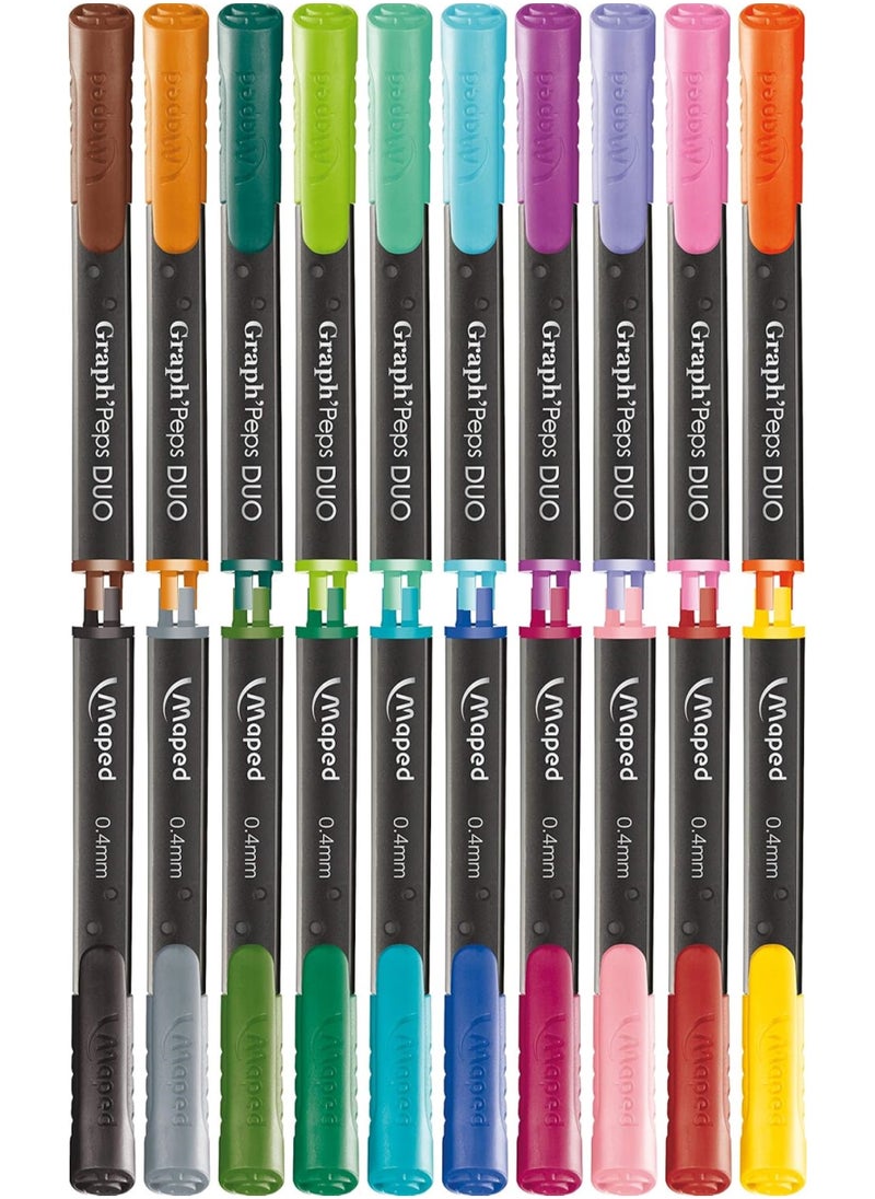Maped Maped-Graph'Peps Duo Fineliner Pens (Pack of 10)  - Image 2