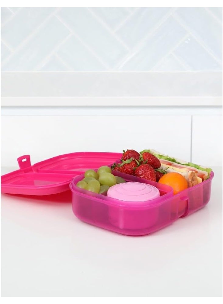 Sistema Ribbon Lunch Box 1.1 Liter Pink, BPA Free Lunch Container with Secure Easy-Lock Closure for Sandwiches, Snacks & Meal Prep, Reusable Food Storage Box for School, Office, Made in New Zealand - Image 2