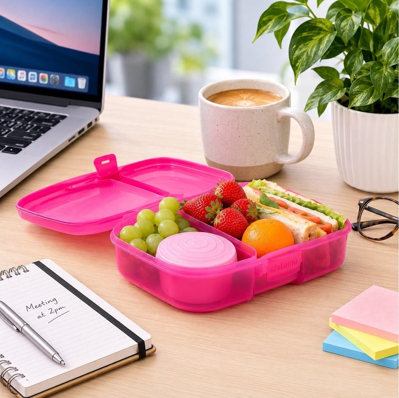 Sistema Ribbon Lunch Box 1.1 Liter Pink, BPA Free Lunch Container with Secure Easy-Lock Closure for Sandwiches, Snacks & Meal Prep, Reusable Food Storage Box for School, Office, Made in New Zealand - Image 5