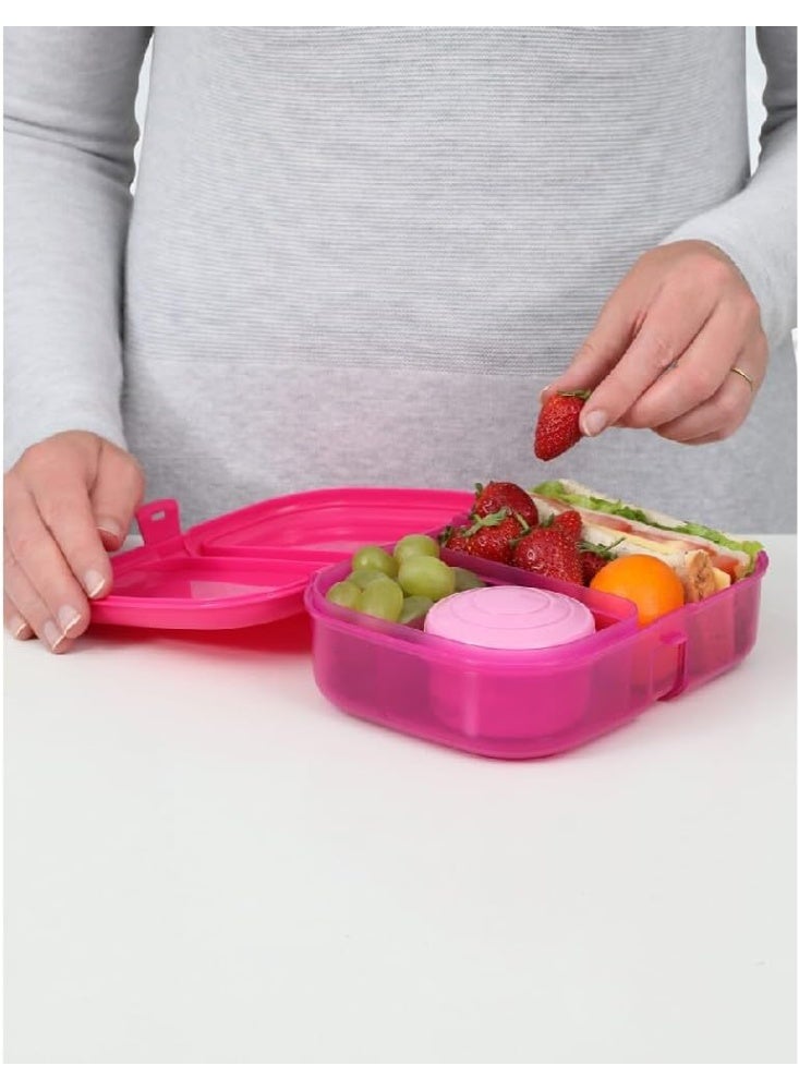 Sistema Ribbon Lunch Box 1.1 Liter Pink, BPA Free Lunch Container with Secure Easy-Lock Closure for Sandwiches, Snacks & Meal Prep, Reusable Food Storage Box for School, Office, Made in New Zealand - Image 3