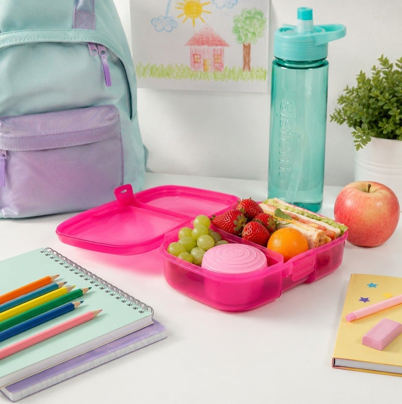 Sistema Ribbon Lunch Box 1.1 Liter Pink, BPA Free Lunch Container with Secure Easy-Lock Closure for Sandwiches, Snacks & Meal Prep, Reusable Food Storage Box for School, Office, Made in New Zealand - Image 4