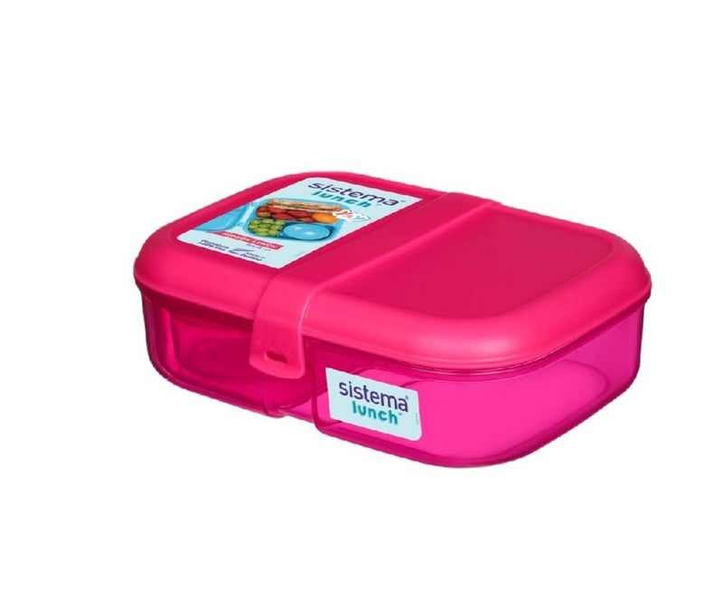 Sistema Ribbon Lunch Box 1.1 Liter Pink, BPA Free Lunch Container with Secure Easy-Lock Closure for Sandwiches, Snacks & Meal Prep, Reusable Food Storage Box for School, Office, Made in New Zealand - Image 1
