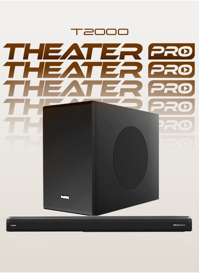 Faster - T2000 2.1 CH Home Theater Soundbar Speakers - Wireless Subwoofer 160W Powerful Audio Output - Dolby Audio Digital Plus, Deep and Thrilling Bass, Digital Embedded - Supporting Bluetooth 5.0, HDMI, AUX, USB & Remote, TV ARC, PC, OPT - Image 1