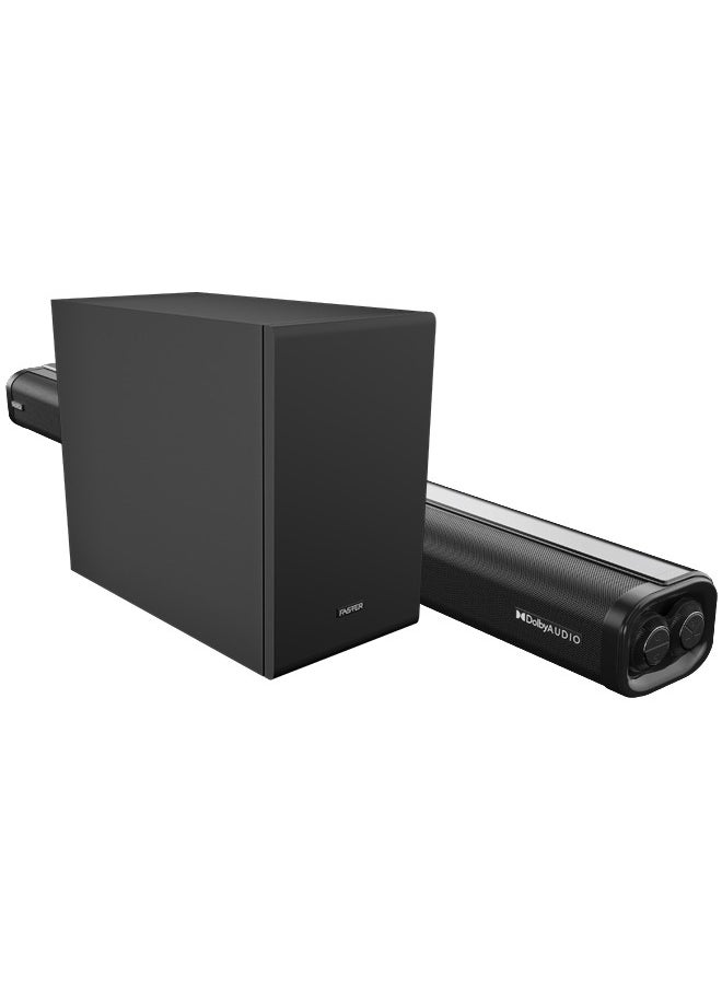 Faster - T2000 2.1 CH Home Theater Soundbar Speakers - Wireless Subwoofer 160W Powerful Audio Output - Dolby Audio Digital Plus, Deep and Thrilling Bass, Digital Embedded - Supporting Bluetooth 5.0, HDMI, AUX, USB & Remote, TV ARC, PC, OPT - Image 1