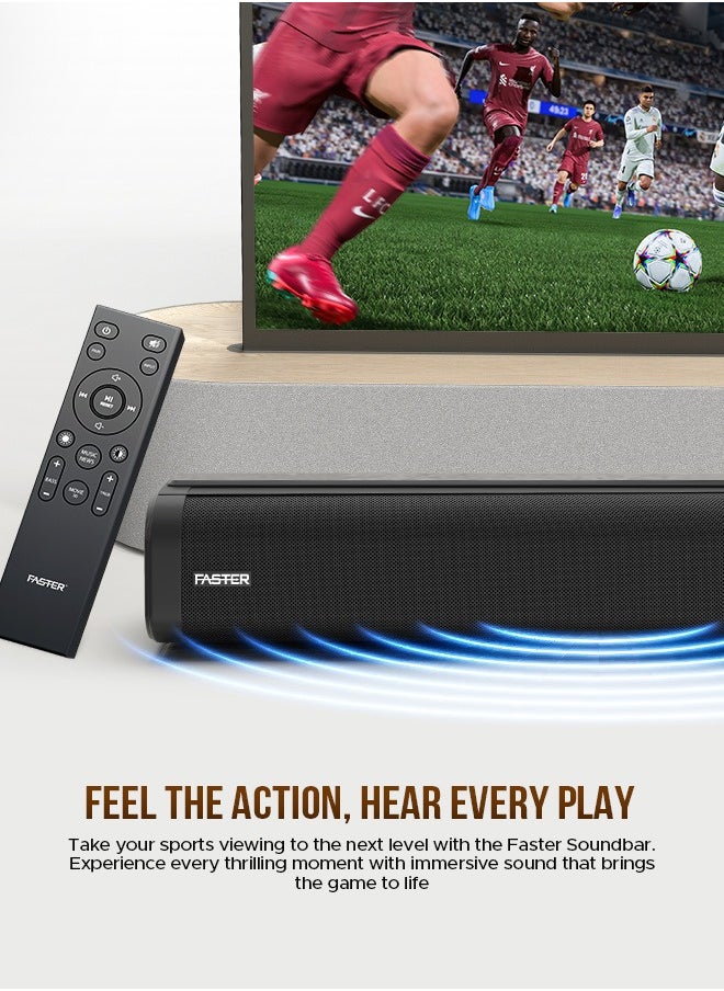 Faster - T2000 2.1 CH Home Theater Soundbar Speakers - Wireless Subwoofer 160W Powerful Audio Output - Dolby Audio Digital Plus, Deep and Thrilling Bass, Digital Embedded - Supporting Bluetooth 5.0, HDMI, AUX, USB & Remote, TV ARC, PC, OPT - Image 1