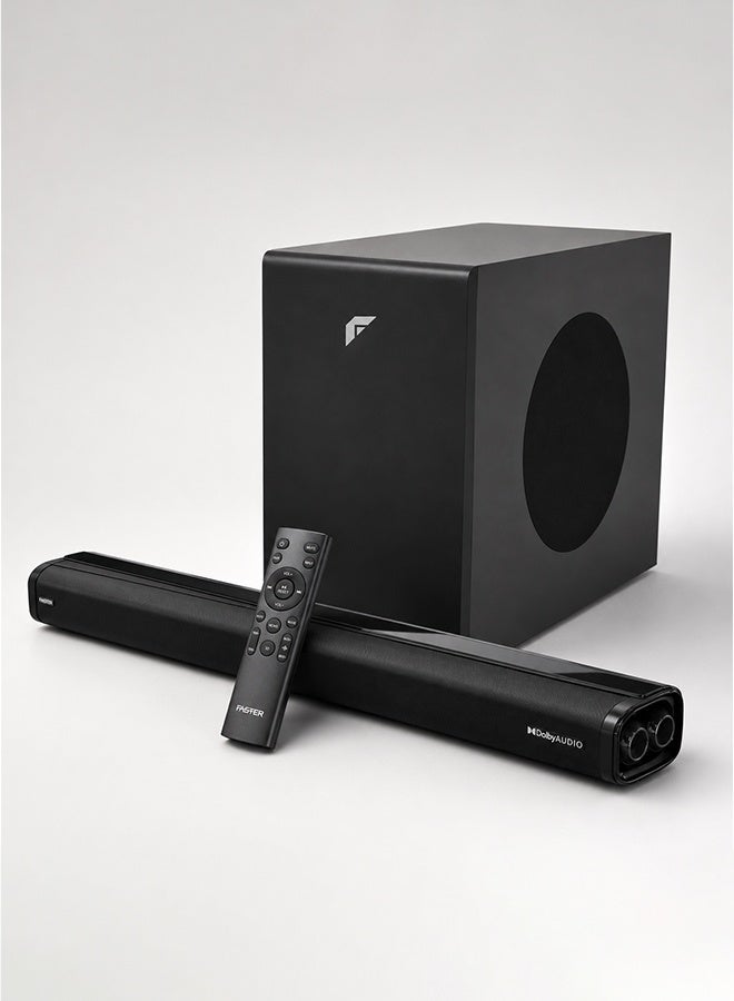 T2000 2.1 CH Home Theater Soundbar Speakers - Wireless Subwoofer 160W Powerful Audio Output - Dolby Audio Digital Plus, Deep and Thrilling Bass, Digital Embedded - Supporting Bluetooth 5.0, HDMI, AUX, USB & Remote, TV ARC, PC, OPT