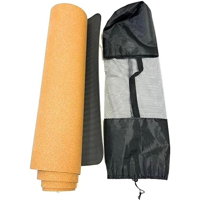 La Bella Sets Premium Cork Yoga Mat With Black Bag - Sustainable Eco Friendly Non-Toxic Double-Sided With Rubber Base Lightweight Non-Slip Hygenic Gym Home Exercise Yoga Pillates Mat Large Size (183 Cm X 61 Cm) - Image 2