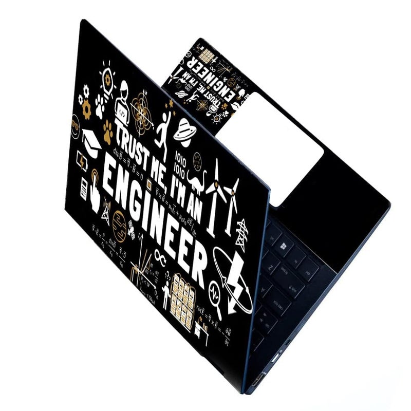 BAEYE Full Laptop Skin Stickers HD Quality Sticker for Laptops Upto 15.6" (Dustproof|Waterproof|Scratchproof|Reusable) - BE Engineer BK FL - Image 1