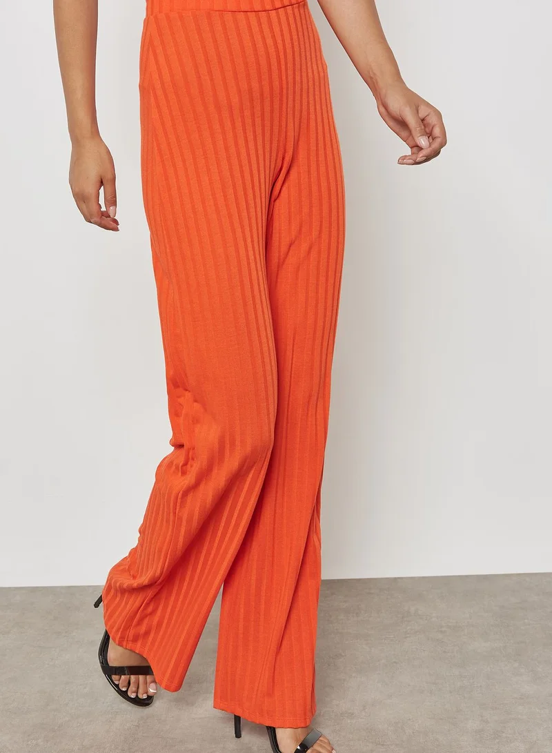 Missguided Ribbed Wide Leg Pants