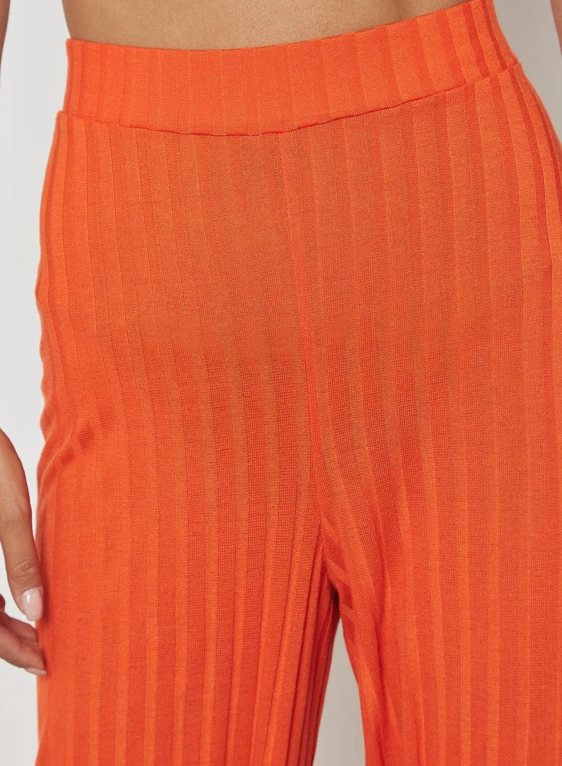Missguided Ribbed Wide Leg Pants