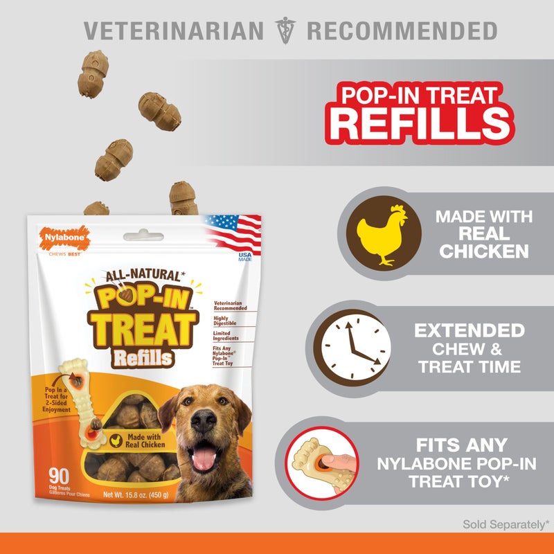 Nylabone Pop-in Treat-Toy Refill Chews, All-Natural Dog Treats for Treat Dispensing Toys, Chicken Flavor, 90 Count - Image 2