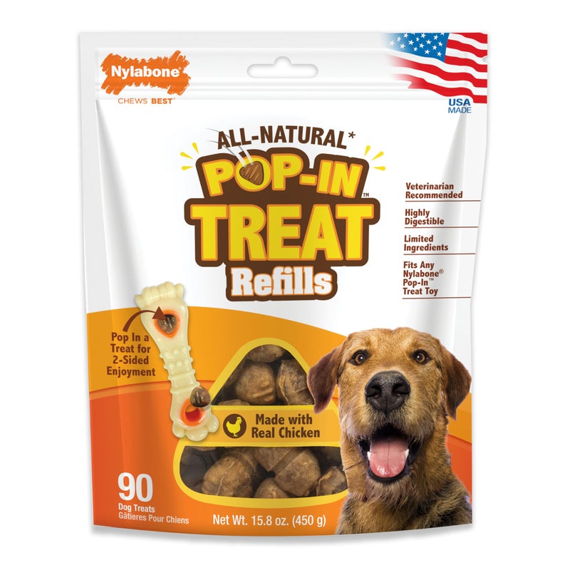 Nylabone Pop-in Treat-Toy Refill Chews, All-Natural Dog Treats for Treat Dispensing Toys, Chicken Flavor, 90 Count - Image 1