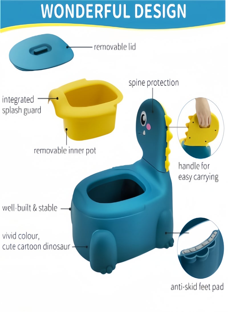 كيفن قعادة المرحاض كرسي تدريب للأطفال والأولاد والبنات الصغار على شكل ديناصور وعاء مبولة مريح للأطفال من عمر 1 إلى 6 سنوات للأطفال الرضع مراحيض الأطفال الصغار قعادة الحيوانات مع غطاء خلفي مدرب قعادة - Image 2