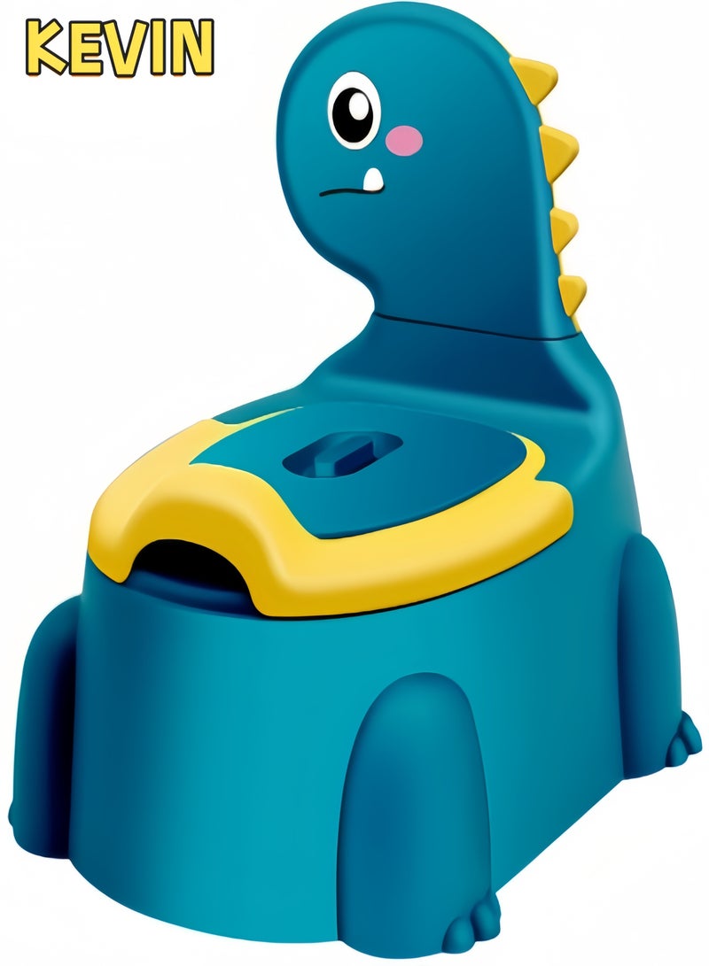 كيفن قعادة المرحاض كرسي تدريب للأطفال والأولاد والبنات الصغار على شكل ديناصور وعاء مبولة مريح للأطفال من عمر 1 إلى 6 سنوات للأطفال الرضع مراحيض الأطفال الصغار قعادة الحيوانات مع غطاء خلفي مدرب قعادة - Image 1
