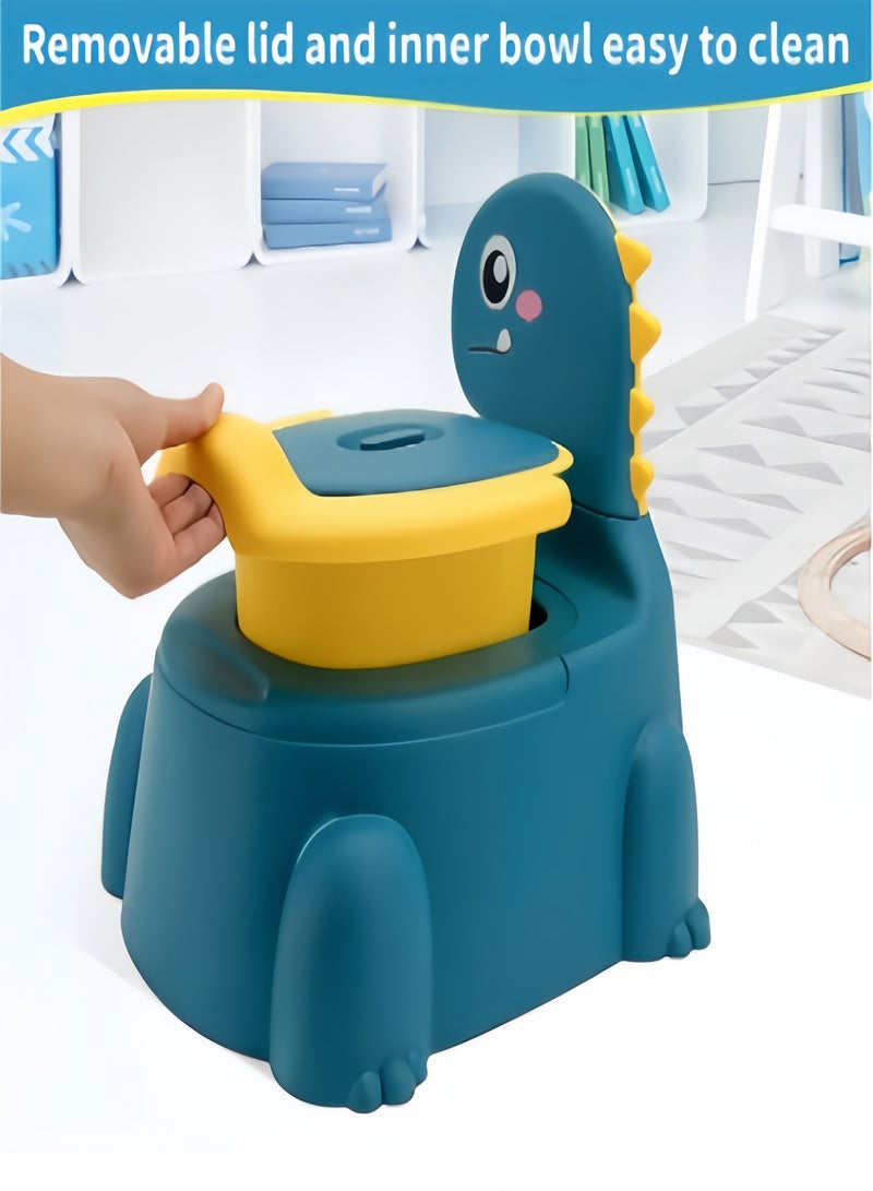كيفن قعادة المرحاض كرسي تدريب للأطفال والأولاد والبنات الصغار على شكل ديناصور وعاء مبولة مريح للأطفال من عمر 1 إلى 6 سنوات للأطفال الرضع مراحيض الأطفال الصغار قعادة الحيوانات مع غطاء خلفي مدرب قعادة - Image 3
