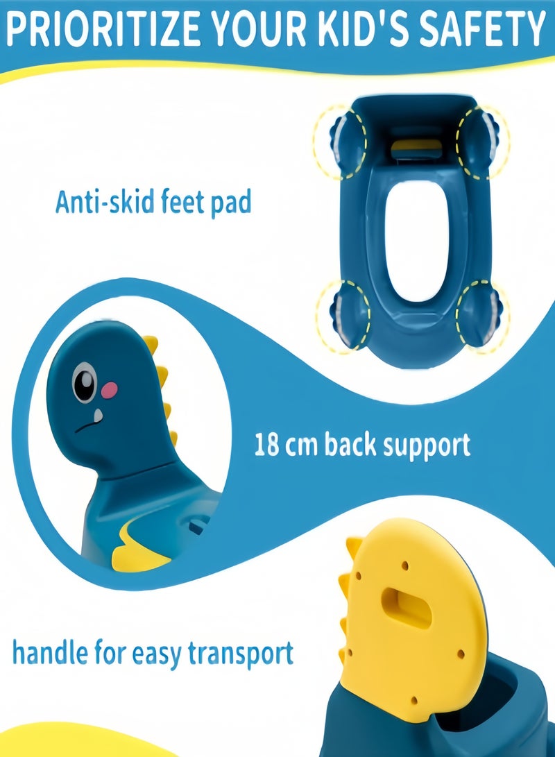 كيفن قعادة المرحاض كرسي تدريب للأطفال والأولاد والبنات الصغار على شكل ديناصور وعاء مبولة مريح للأطفال من عمر 1 إلى 6 سنوات للأطفال الرضع مراحيض الأطفال الصغار قعادة الحيوانات مع غطاء خلفي مدرب قعادة - Image 4