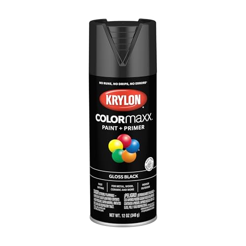 Krylon K05505007 COLORmaxx Spray Paint and Primer for Indoor/Outdoor Use, Gloss Black 12 Ounce (Pack of 1) - Image 1