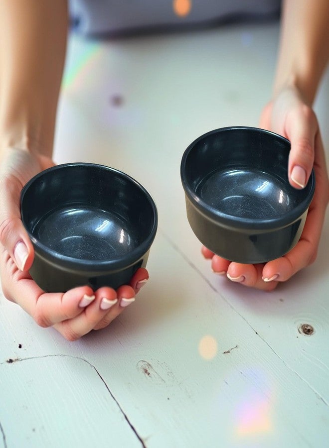 AURKA Melamine Soup Bowl Set of 2 with Saucer and Spoon (Black) Unbreakable, Microwave Safe Bowls, Perfect for Snacks, Pasta, Vegetable, Desserts, Dinner Bowl for Home, Office, Hotel, Any Occasion - Image 2