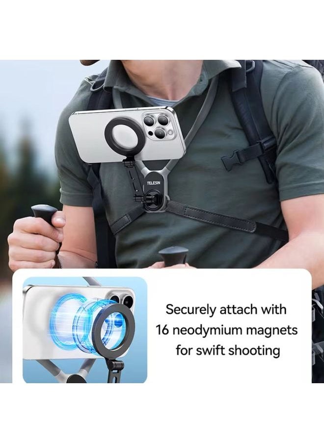 Generic - TELESIN MNM-002 Magsafe Magnetic Suction Mobile Phone Hanging Neck POV Viewing Angle Lazy Stand(Sky Blue) - Image 1