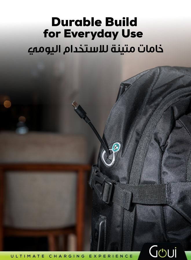 جوي حقيبة ظهر كيرڤ 20 لتر | حقيبة ظهر متعددة الوظائف مع مقاومة الطقس، جيب مخفي، وشواحن USB/Type-C | مثالية للسفر، المدرسة والتنقل اليومي أسود - Image 4