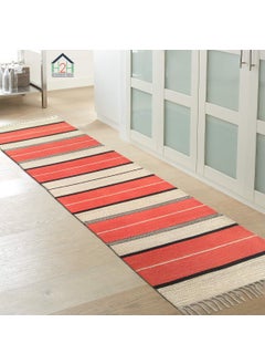 H2H H2H Unique Color Combination Cotton Stripe Design (60 X 180 cm, Red, Brown)  - Image 1