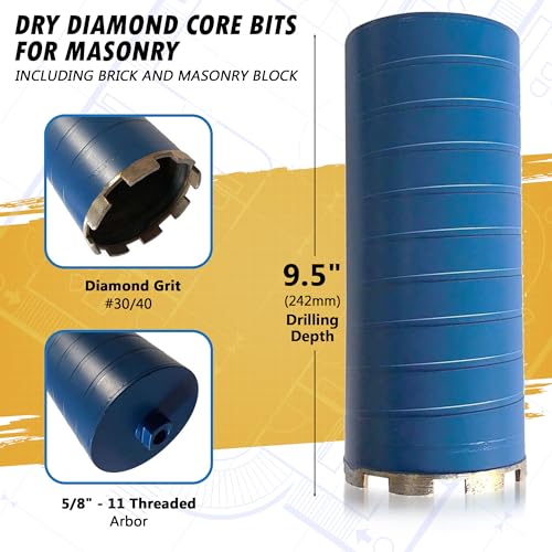 EDiamondTools 4-1/4" Dry Diamond Core Drill Bits for Brick, Block or Masonry, 9.5" Drilling Depth, 5/8"-11 Arbor - Image 2