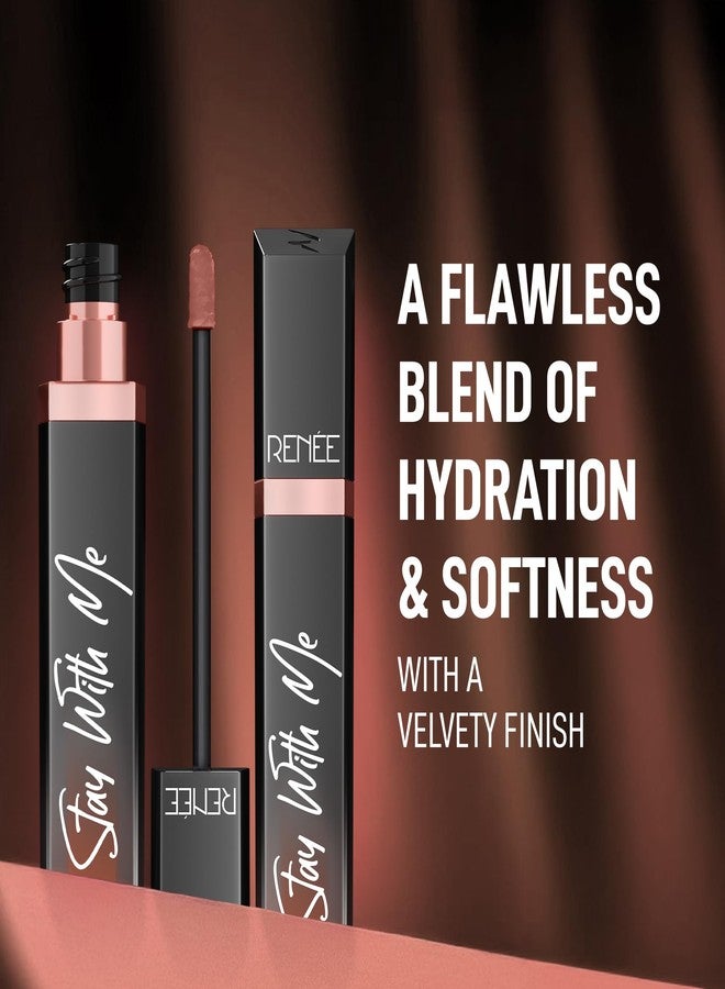 RENEE Stay With Me Matte Transferproof Liquid Lipstick- Desire for Brown | Waterproof & Smudge-proof | Bold Pigment, Lightweight & Long-lasting | With Hyaluronic Acid & Vitamin E | 6 ml - Image 5