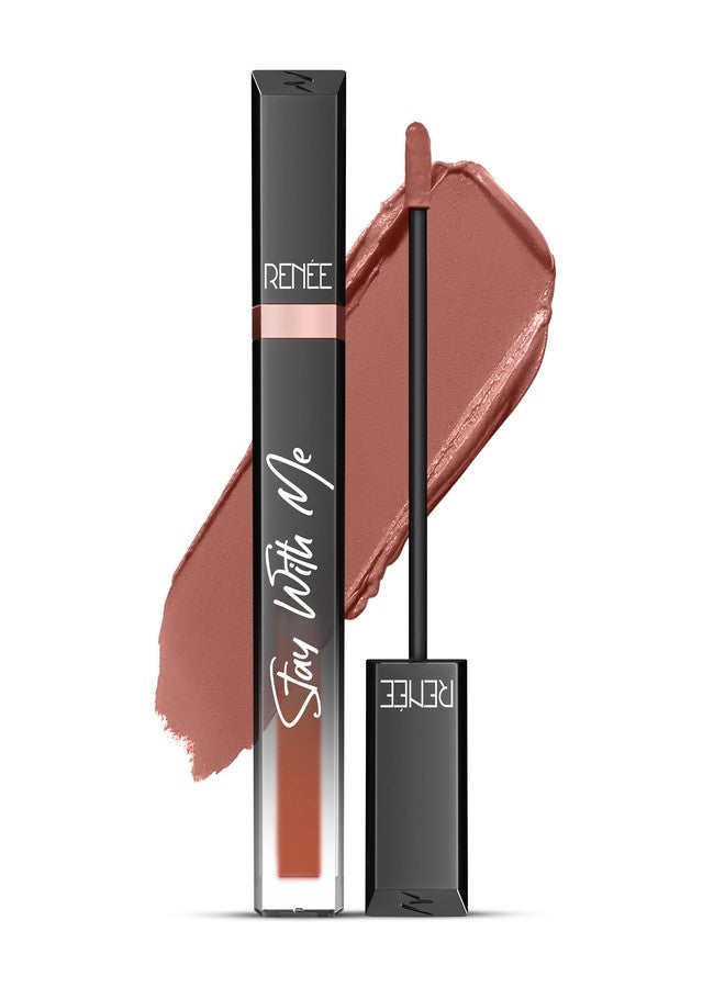 RENEE Stay With Me Matte Transferproof Liquid Lipstick- Desire for Brown | Waterproof & Smudge-proof | Bold Pigment, Lightweight & Long-lasting | With Hyaluronic Acid & Vitamin E | 6 ml - Image 1