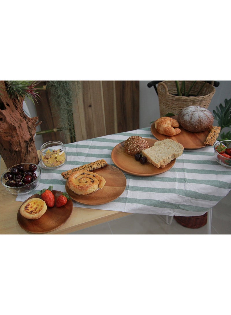 SOFIA REFRIGERATION Acacia Large Round Wood Plate, Set of 4 Wooden Plates, Lightweight Dinner, Serving Platter (26.5 x 26.5 x 2 cm) - Image 1