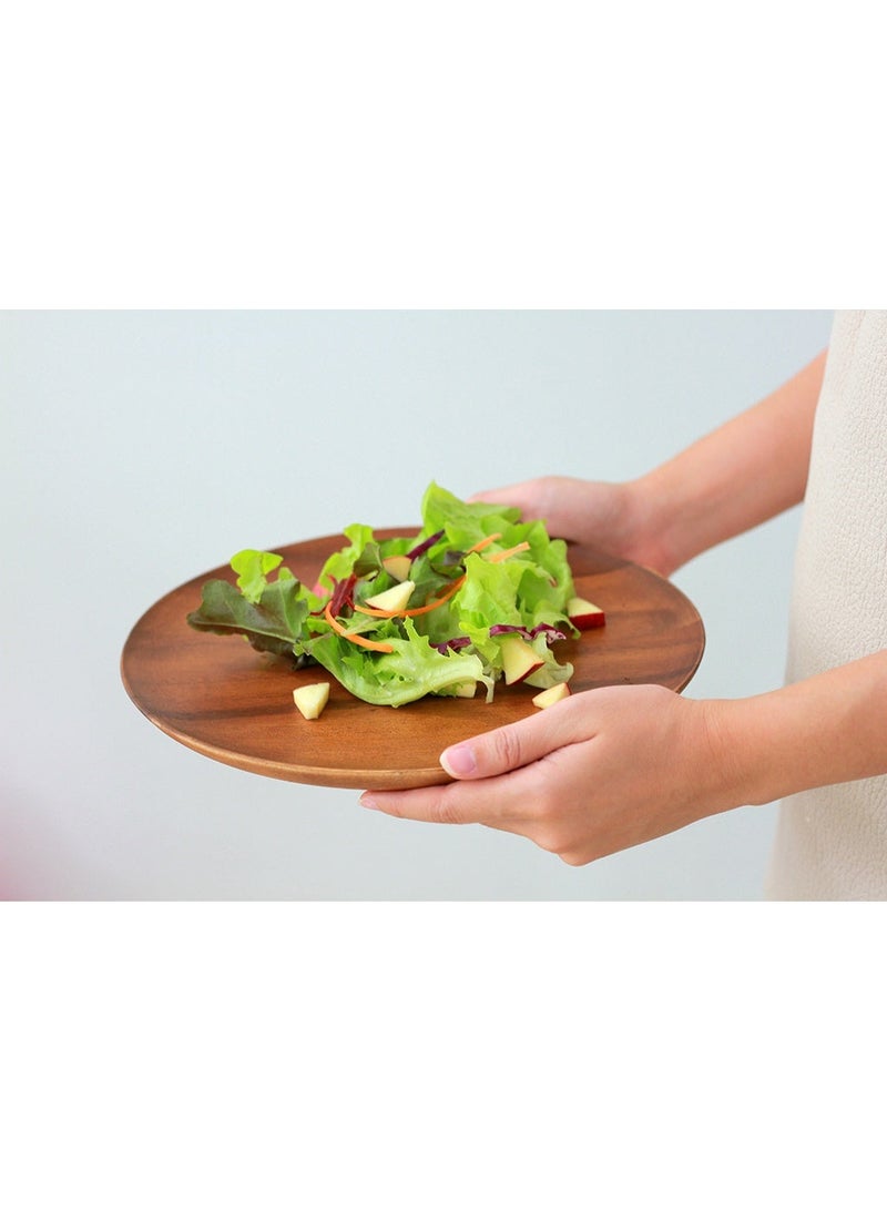 SOFIA REFRIGERATION Acacia Large Round Wood Plate, Set of 4 Wooden Plates, Lightweight Dinner, Serving Platter (26.5 x 26.5 x 2 cm) - Image 3