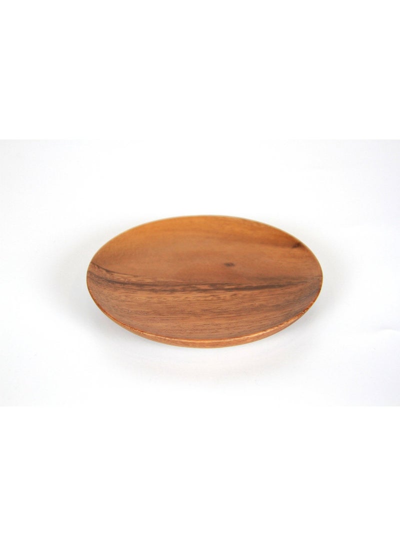 SOFIA REFRIGERATION Acacia Large Round Wood Plate, Set of 4 Wooden Plates, Lightweight Dinner, Serving Platter (26.5 x 26.5 x 2 cm) - Image 4