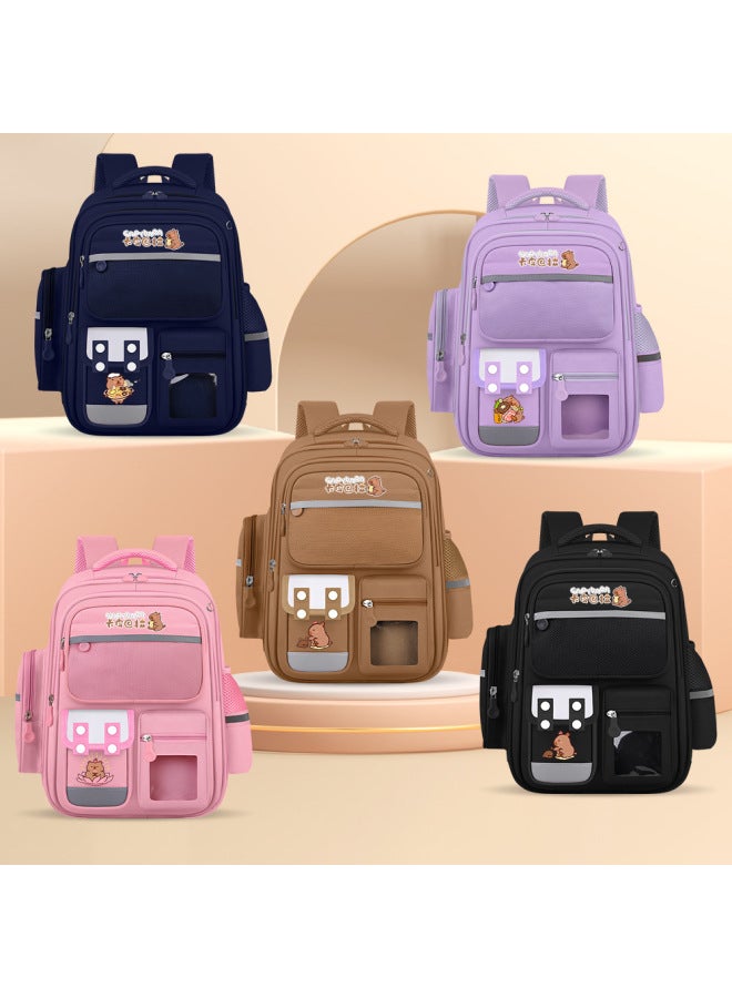 Kapibala Schoolbag Lightweight Children's Schoolbag Boys Primary And Secondary School Students Ridge Protection And Lightening Girls' Backpack Wholesale-Color:Black Preparation Ingredients (school B  - Image 4