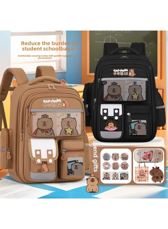 Kapibala Schoolbag Lightweight Children's Schoolbag Boys Primary And Secondary School Students Ridge Protection And Lightening Girls' Backpack Wholesale-Color:Black Preparation Ingredients (school B  - Image 2