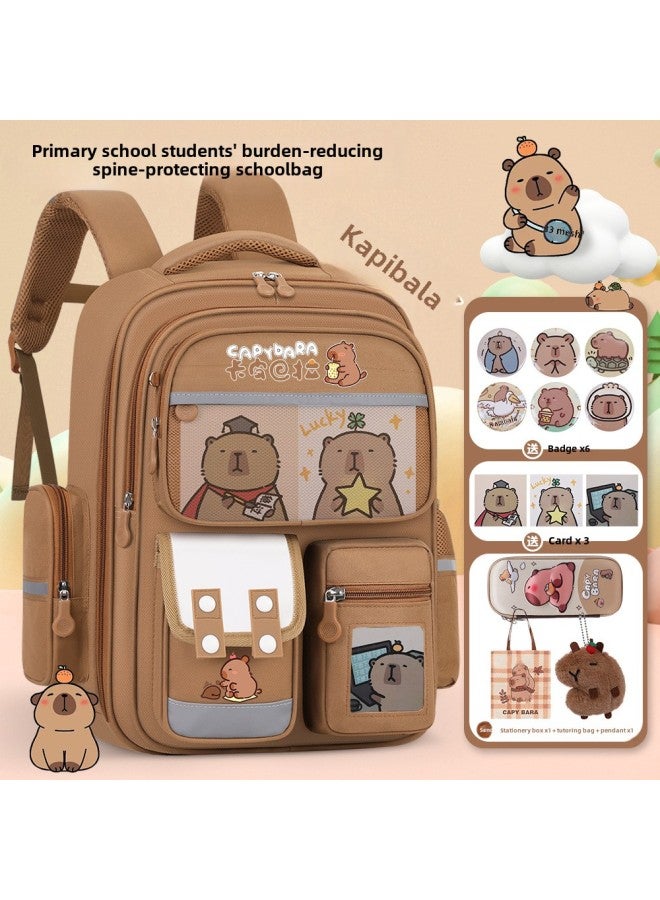 Kapibala Schoolbag Lightweight Children's Schoolbag Boys Primary And Secondary School Students Ridge Protection And Lightening Girls' Backpack Wholesale-Color:Black Preparation Ingredients (school B  - Image 3