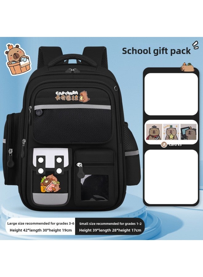 Kapibala Schoolbag Lightweight Children's Schoolbag Boys Primary And Secondary School Students Ridge Protection And Lightening Girls' Backpack Wholesale-Color:Black Preparation Ingredients (school B  - Image 1