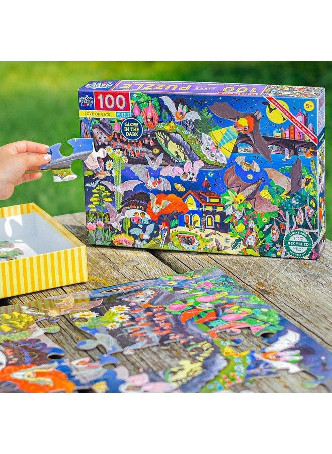 eeboo Love Of Bats Glow In The Dark 100 Piece Jigsaw Puzzle/Ages 5+ (Pzbat)  - Image 5