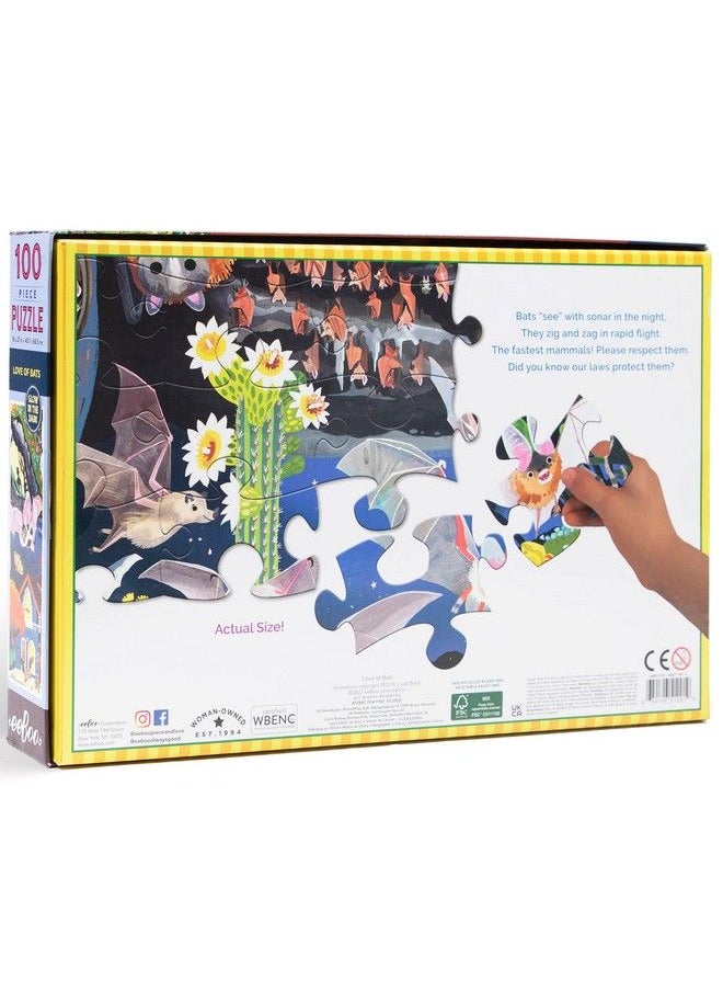 eeboo Love Of Bats Glow In The Dark 100 Piece Jigsaw Puzzle/Ages 5+ (Pzbat)  - Image 4