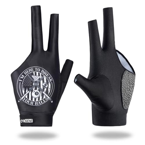CybGene Billiard Pool Gloves for Left Hand 3 Finger, Quick-Dry Breathable, Shooters Snooker Cue Sport Glove Popular Sizes - Badge - L - Image 1