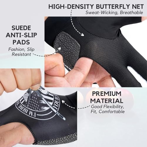 CybGene Billiard Pool Gloves for Left Hand 3 Finger, Quick-Dry Breathable, Shooters Snooker Cue Sport Glove Popular Sizes - Badge - L - Image 3