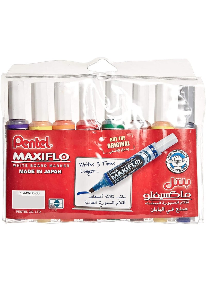 Pentel Maxiflo White Board Marker Chisel Tip Multicolor 8 Pieces - Image 1