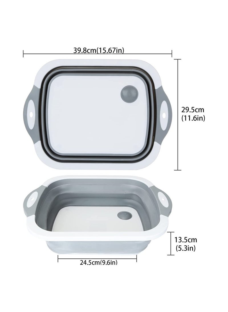 Multi-function 3-in-1 Collapsible Cutting Board Foldable Food Strainers,Drain Basket,Folding Drain Basket, Folding Chopping for Kitchen