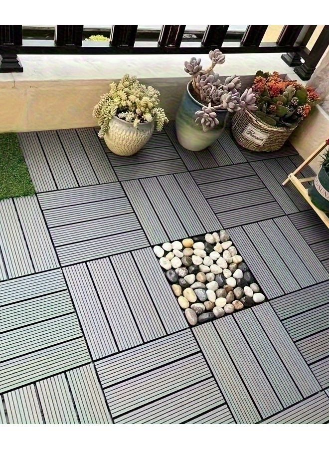 10 قطع من بلاط الأرضيات البلاستيكية المتشابك باللون الرمادي الدايك، متين للأماكن الخارجية مثل الفناء والحديقة والشرفة - Image 5