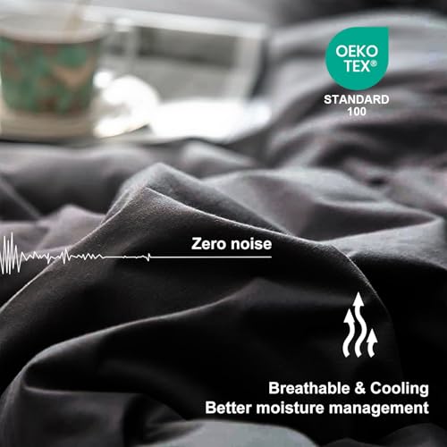 MEELUS Lightweight Comforter Cooling Black, All Season Duvet Insert Breathable Queen Size Summer Bedding, Soft Microfiber Cool Down Alternative Quilt with Corner Tabs, 88x88 inch - Image 2
