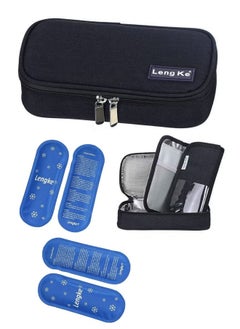 Leng Ke Insulin Cooler Travel Case,Double Layer Handy Medication Insulated Diabetic Carrying Cooling Bag for Insulin Pen,Glucose Meter and Diabetic Supplies with 4 Cooler Ice Pack  - Image 1
