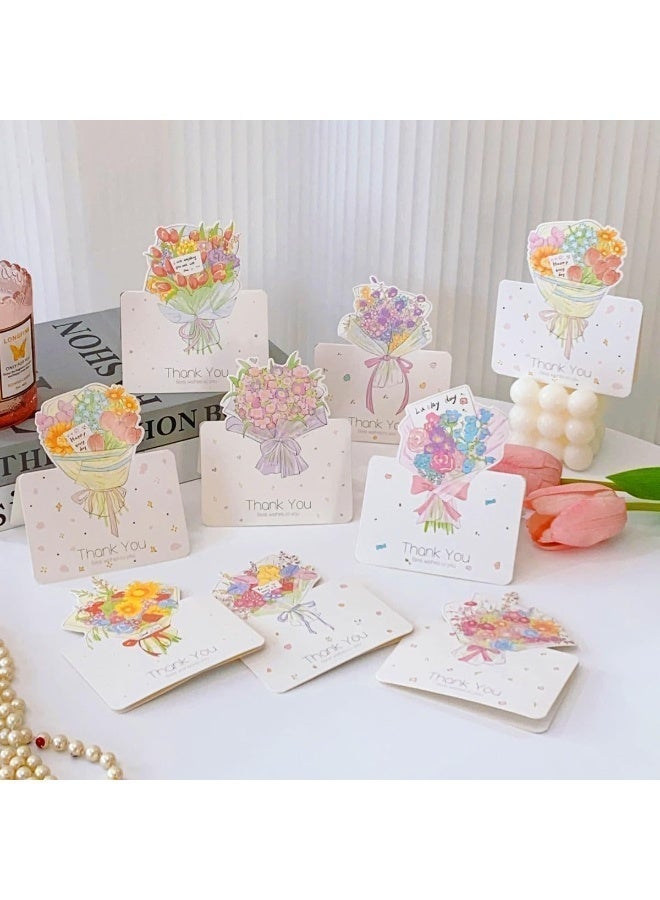 40 Foldable Flower Thank You Cards, Romantic Blank Greeting Notecards for Handwritten Messages, Ideal for Teacher Appreciation, Wedding, Anniversary, Graduation and Florist Gifts - Image 1